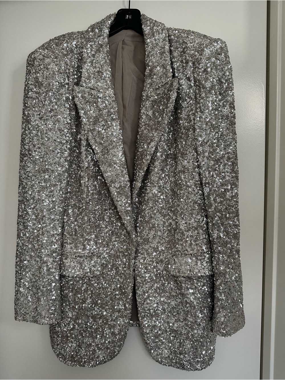 Express silver Sequin Women's Blazer  fully lined size medium like new!!